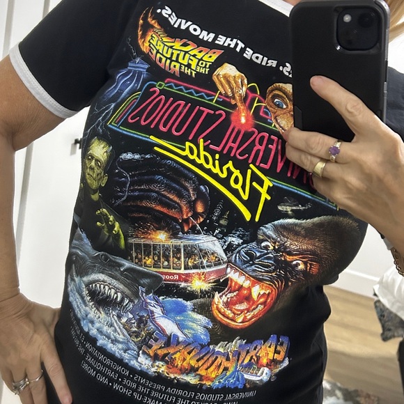 Universal Studios Florida See the Stars Ride the Movies Retro ringer t-shirt |XS - Picture 1 of 13